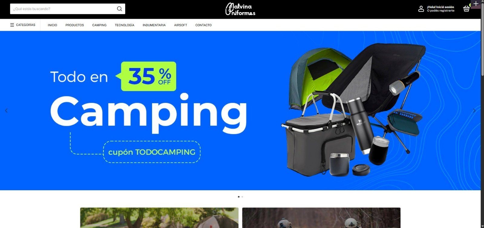 Portada del e-commerce de Malvina Uniformes