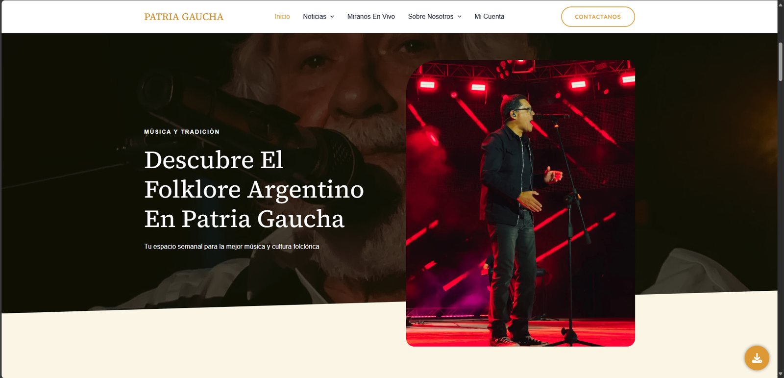 Portada del primer sitio de Patria Gaucha